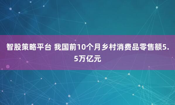 智股策略平台 我国前10个月乡村消费品零售额5.5万亿元